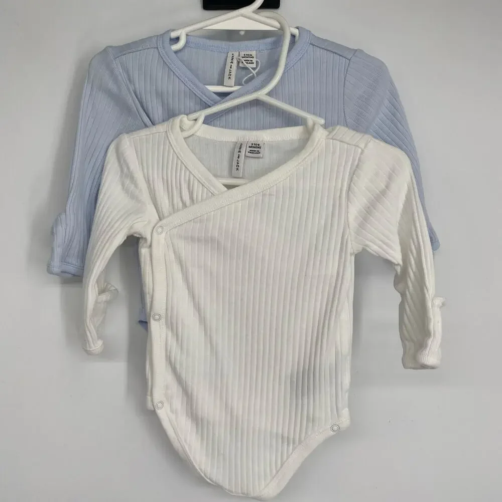 Janie & Jack Baby Pointelle Wrap Bodysuit 3-6 Month Blue & White‎ Unisex